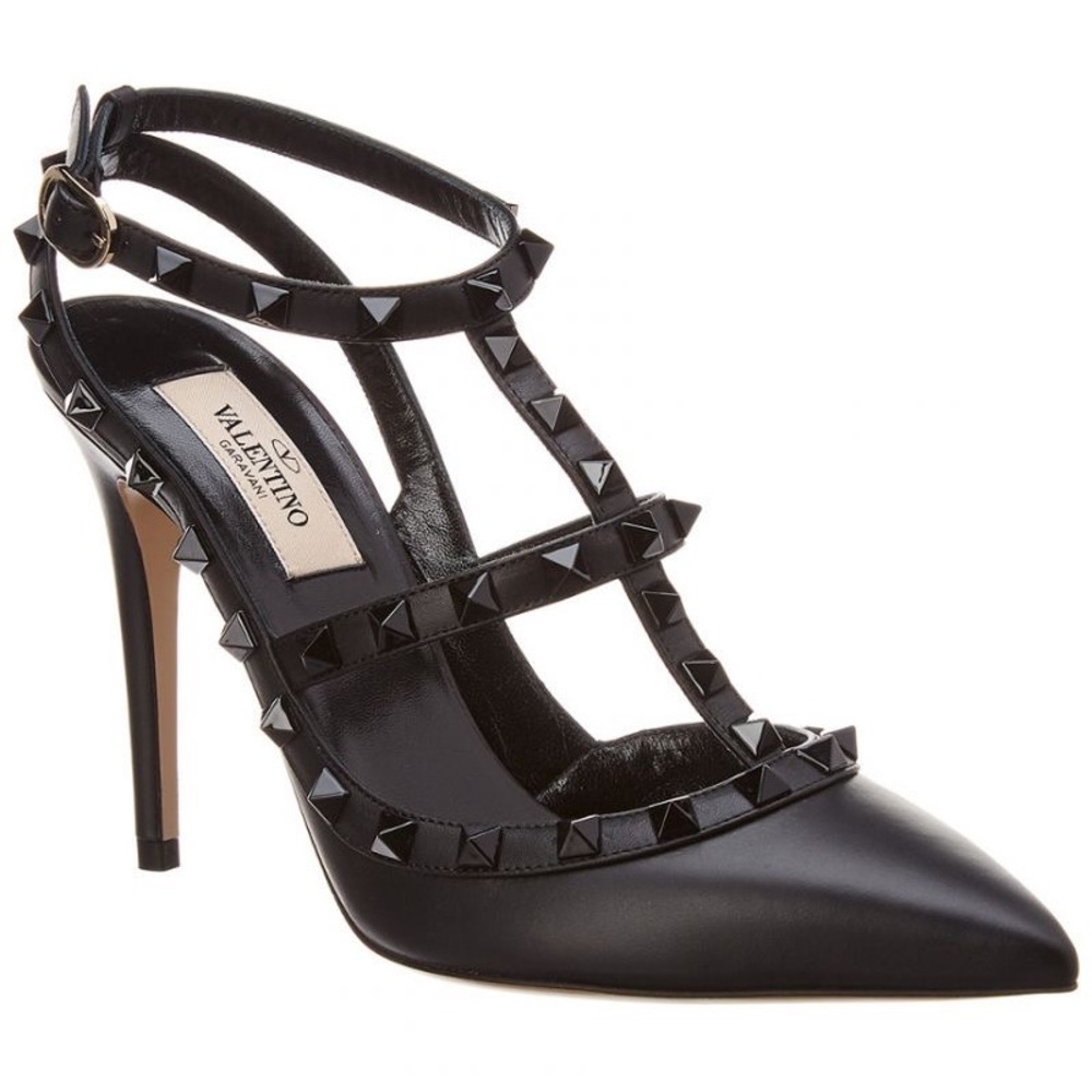 Valentino Black Strappy Studded Heels